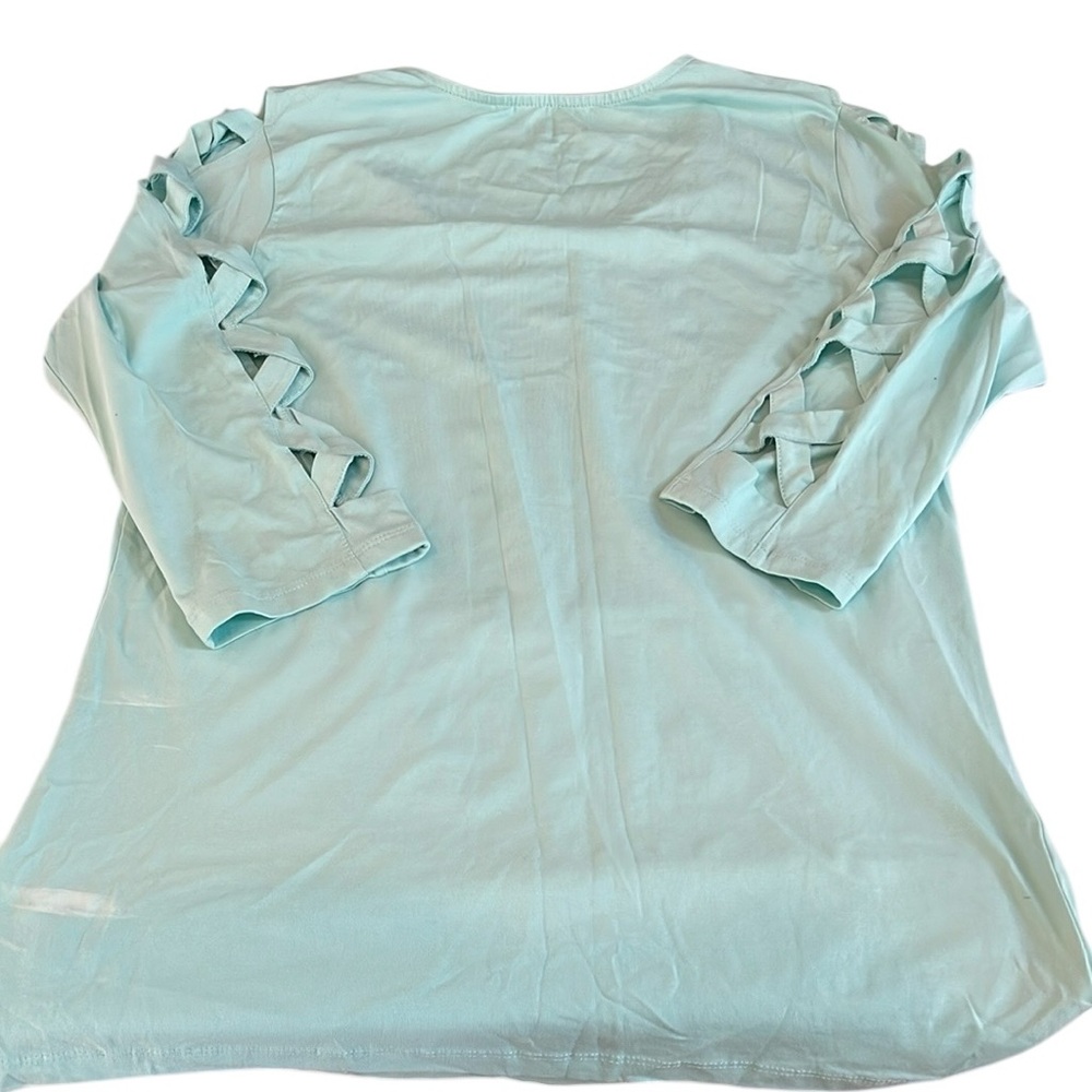 Denim 24/7 size XL mint green scoop neck 3 quarter sleeve